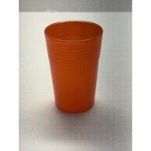 Swanky Swig Peanut Butter Glass Carnival Orange Band 3 1/2" Tumbler Mid Century